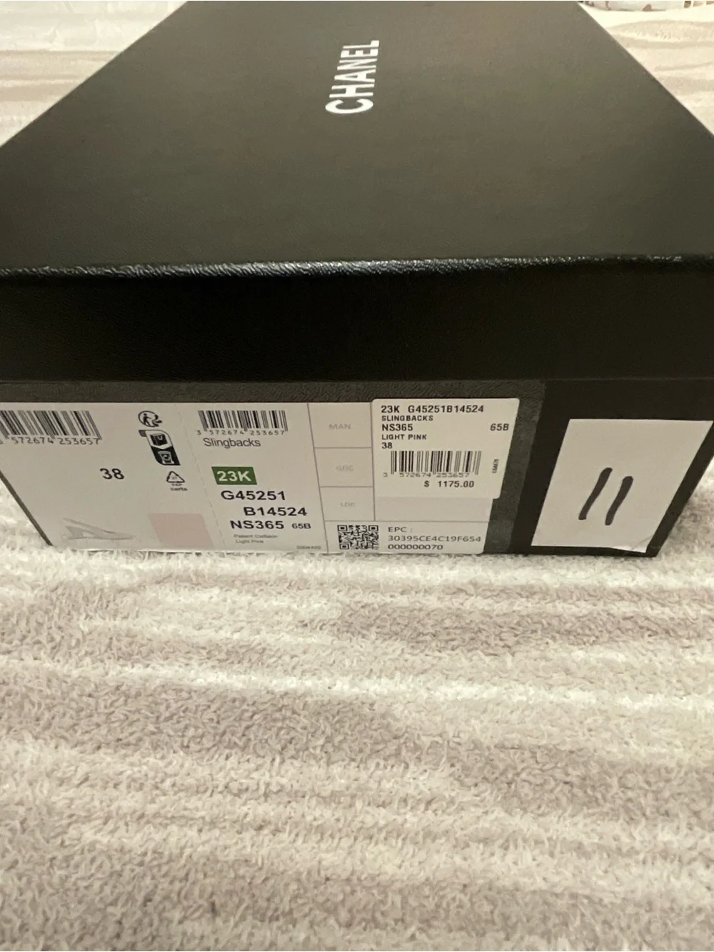 Chanel CC Off White Fabric Sneaker w Box SZ 38.5